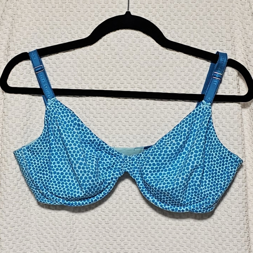 Victoria's Secret Unlined Perfect Coverage Teal Polka Dot Bra